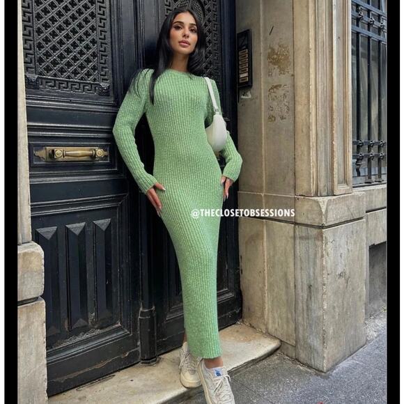 MANGO Ribbed Knit Maxi Dress 💚✨ NWT | Size 8 - Picture 10 of 16